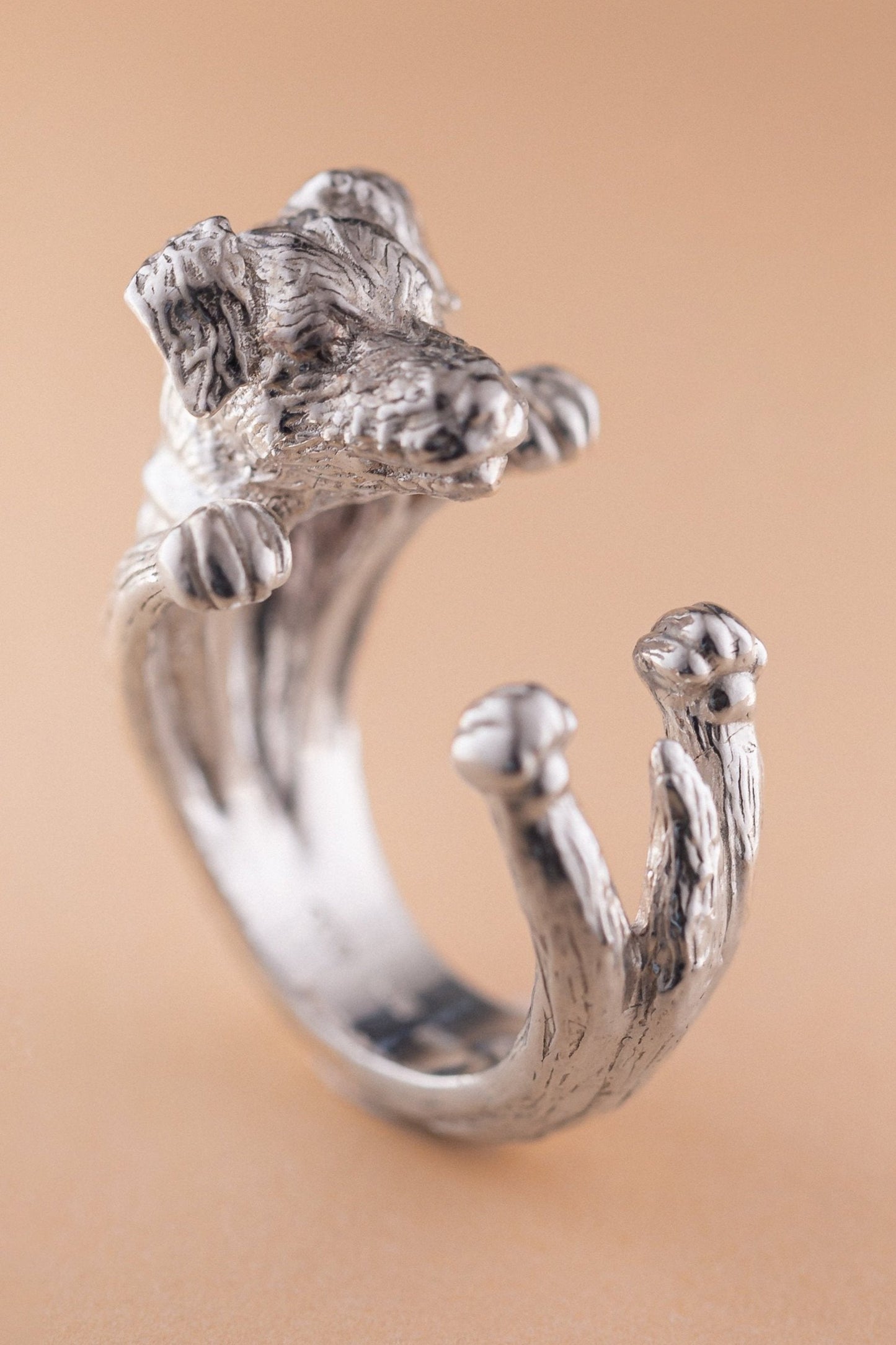 Jack Russell Long hair ring silver 925 handmade italy bronze 18 kt