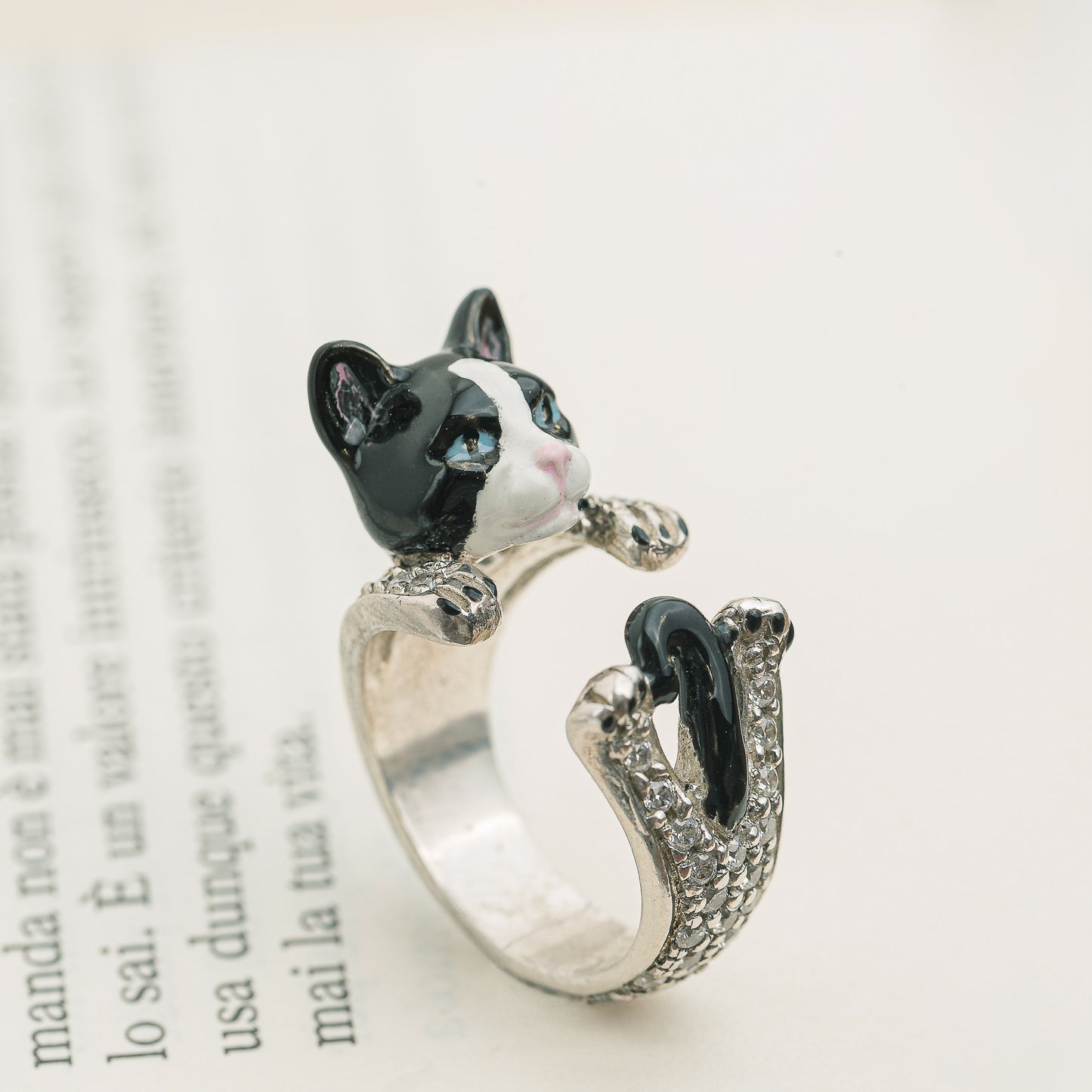 Gatto customizable cat ring in 925 silver - MADE IN ITALY - love my cat