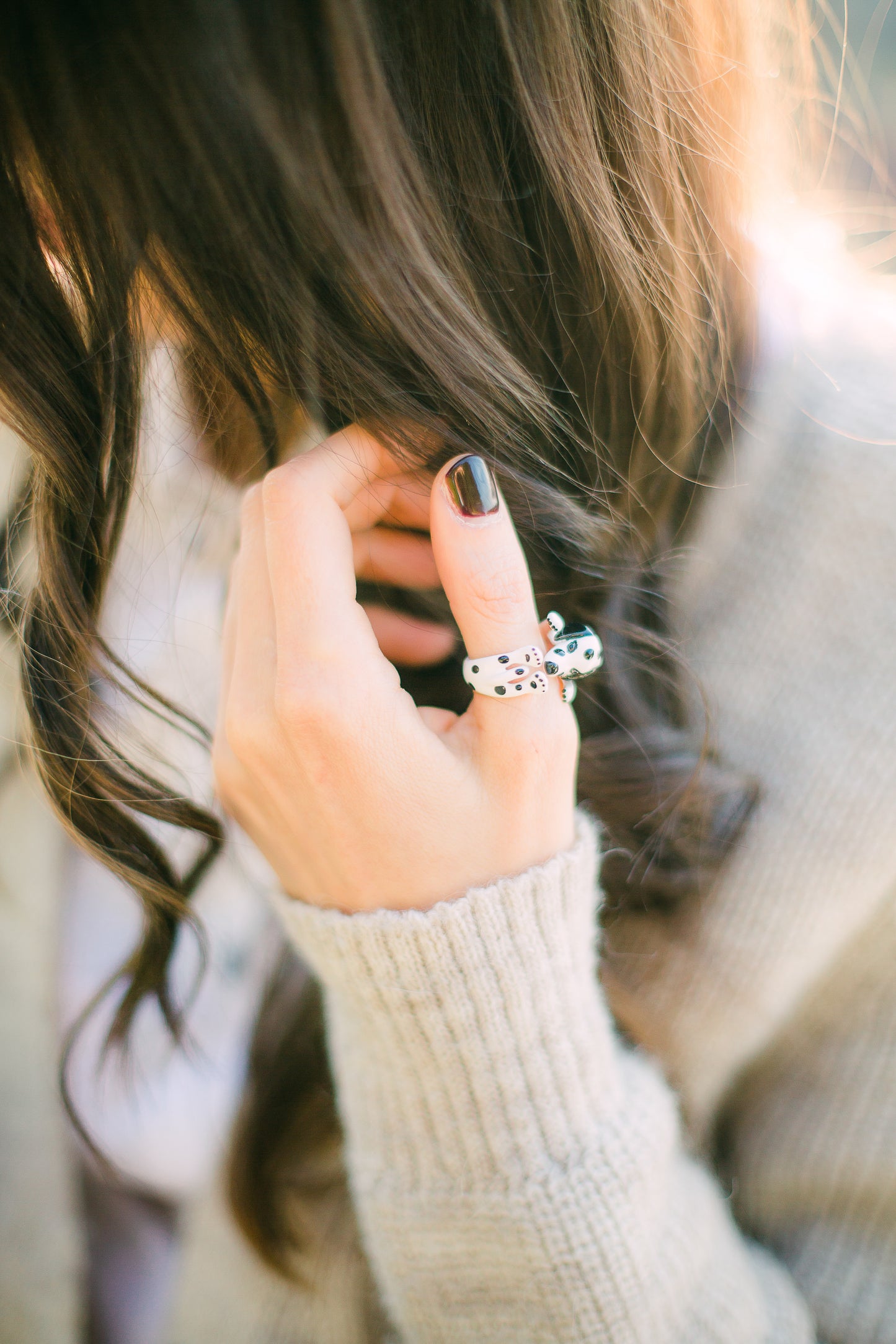 Dalmatian ring silver 925 possibility of engraving dog name and customizable enamel MADE IN ITALY dog hug regali di San Valentino per lei