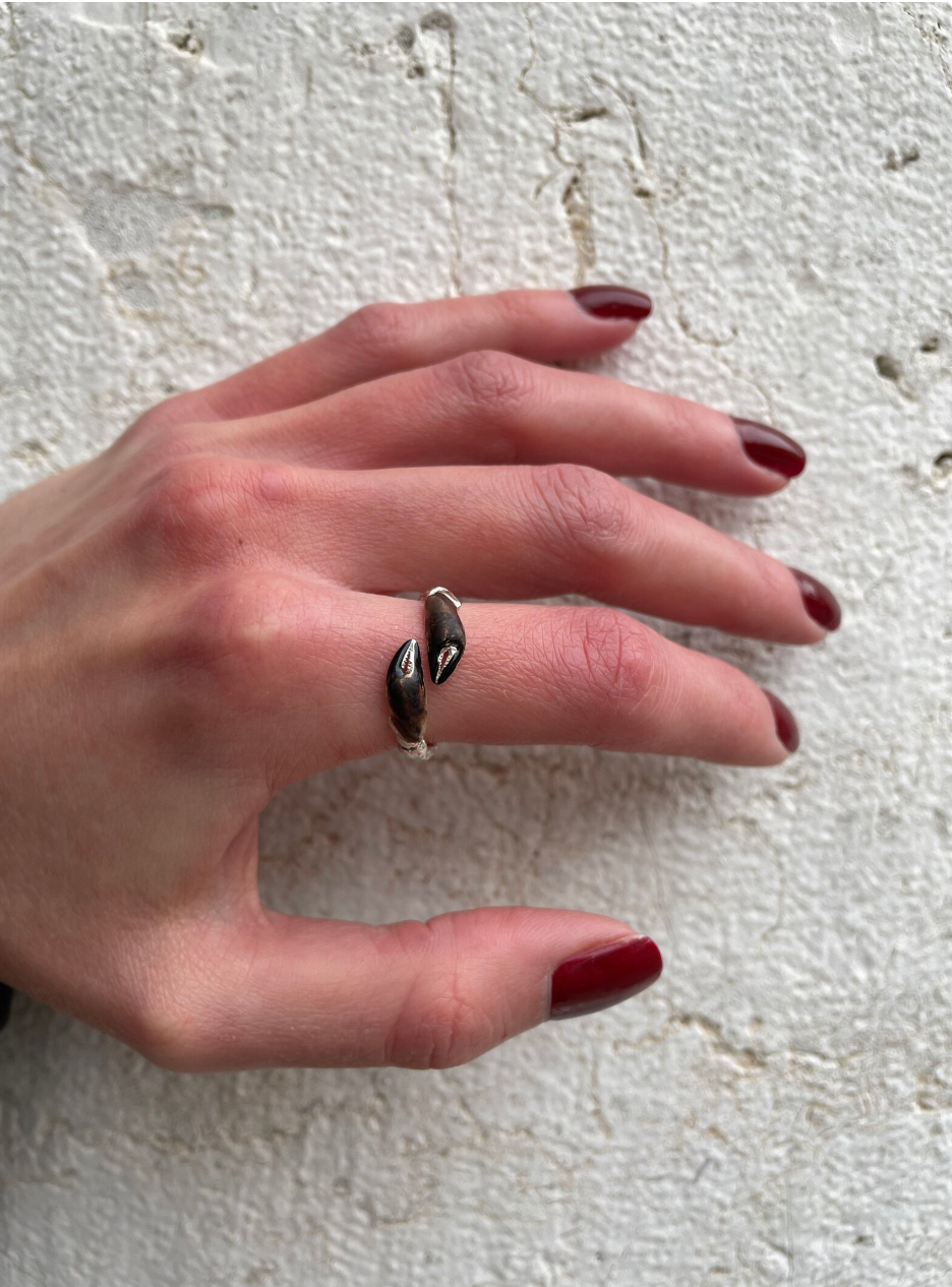 crab claw ring silver 925 - MADE IN ITAY - love see -animal hug