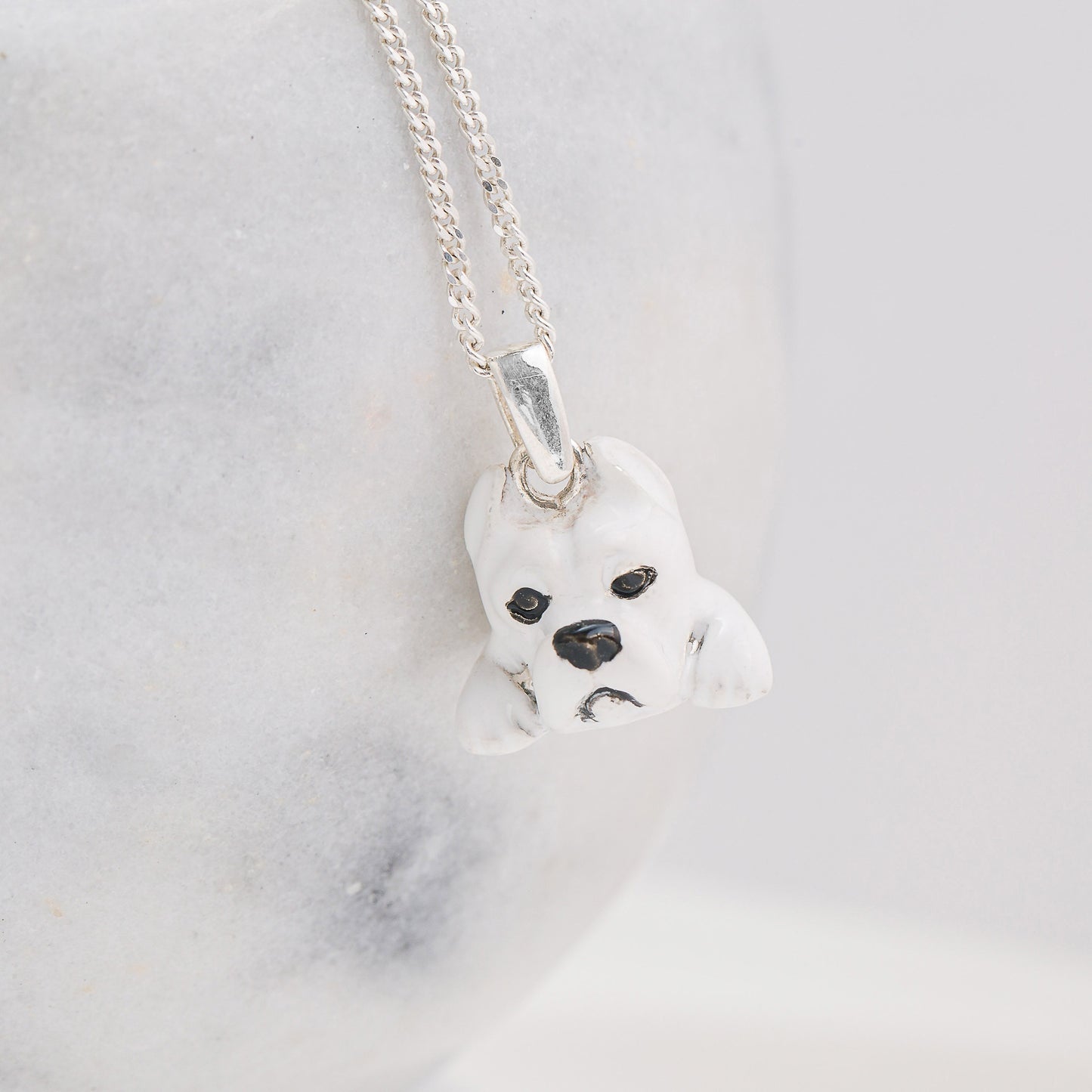 Charms + collana dogo argentino personalizzato argento 925 fatto e dipinto a mano in Italia