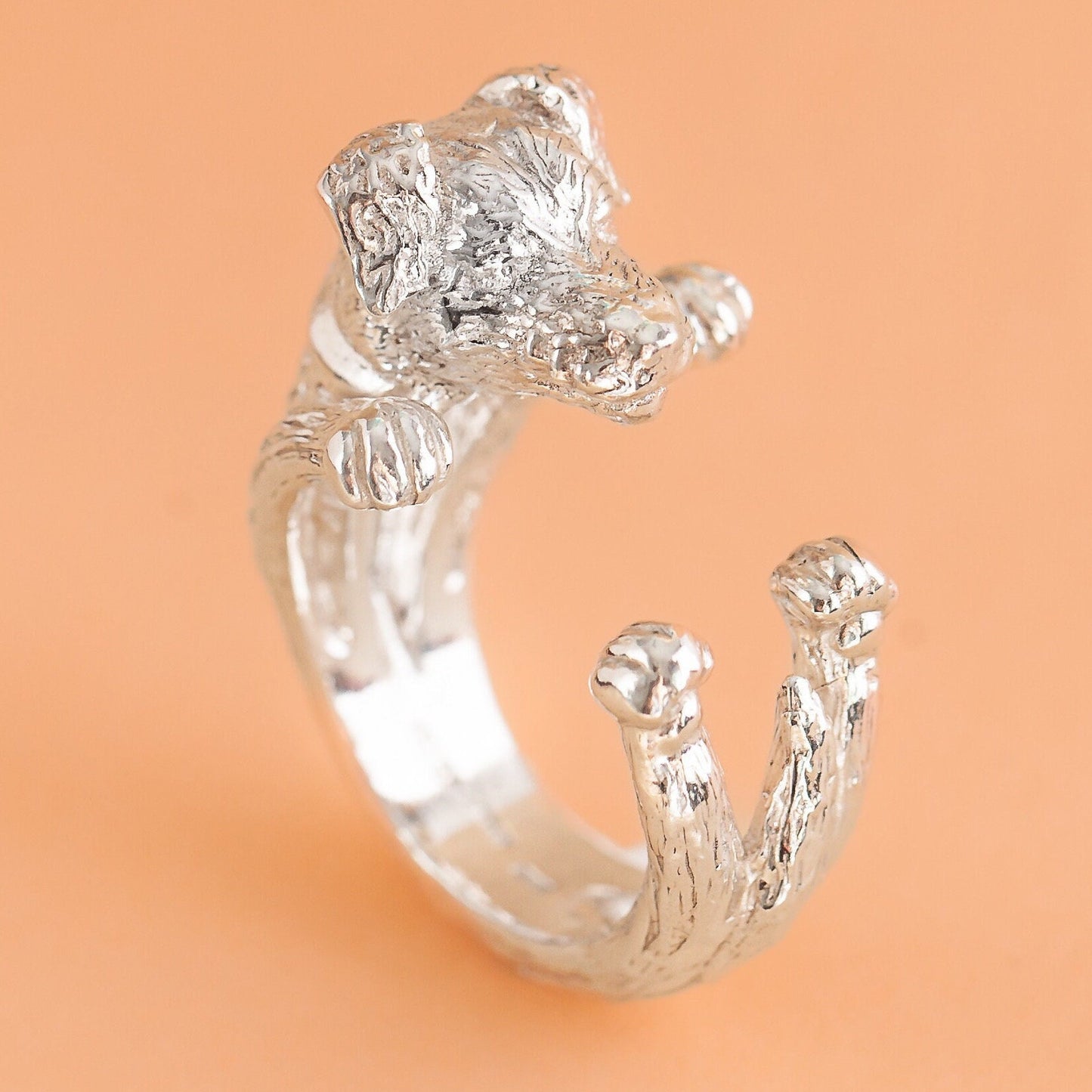 Jack Russell Long hair ring silver 925 handmade italy bronze 18 kt