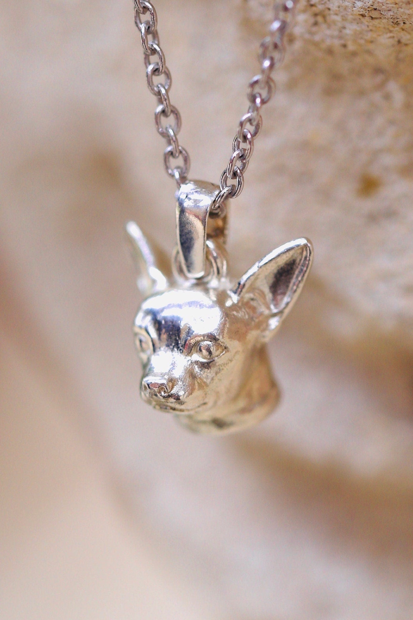 Charms necklace chihuahua silver 925 for her gift