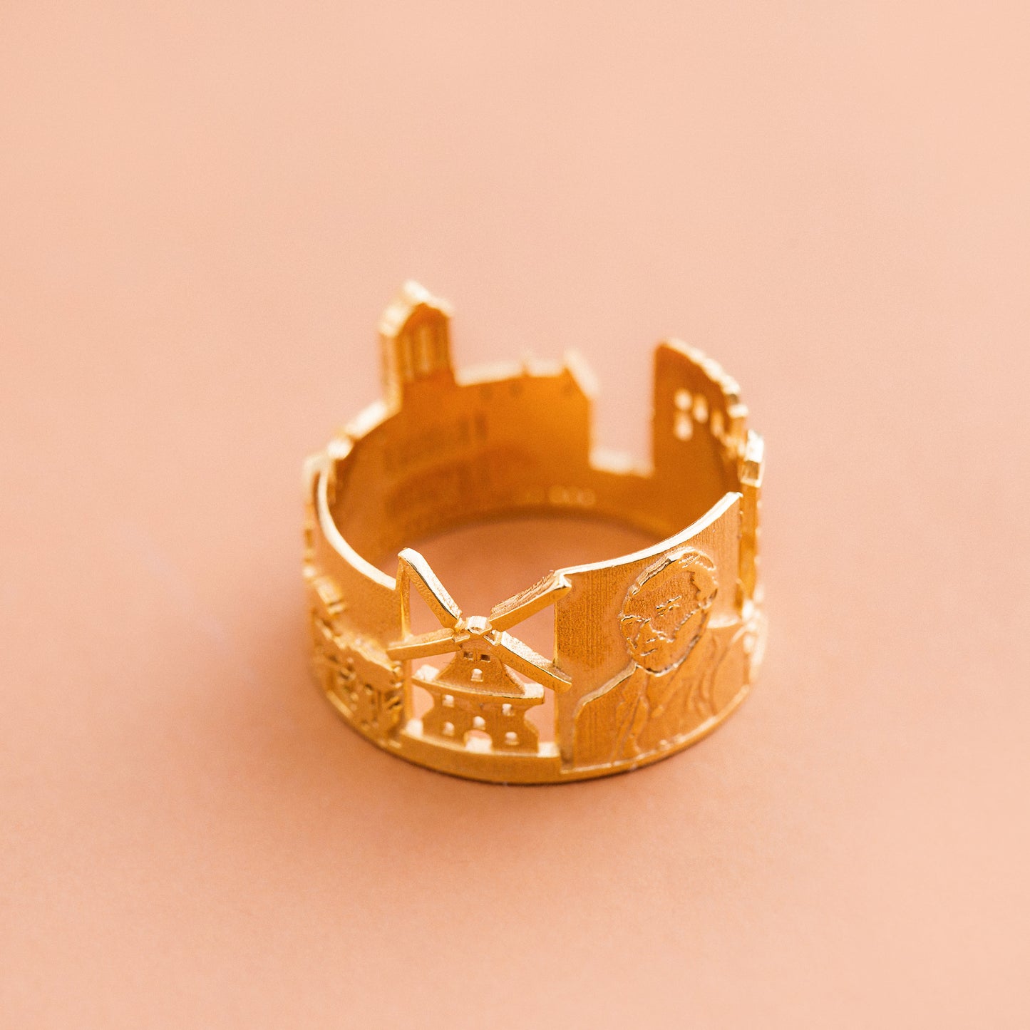 Amsterdam skyline handmade Italy ring bronze 18 kt / silver 925