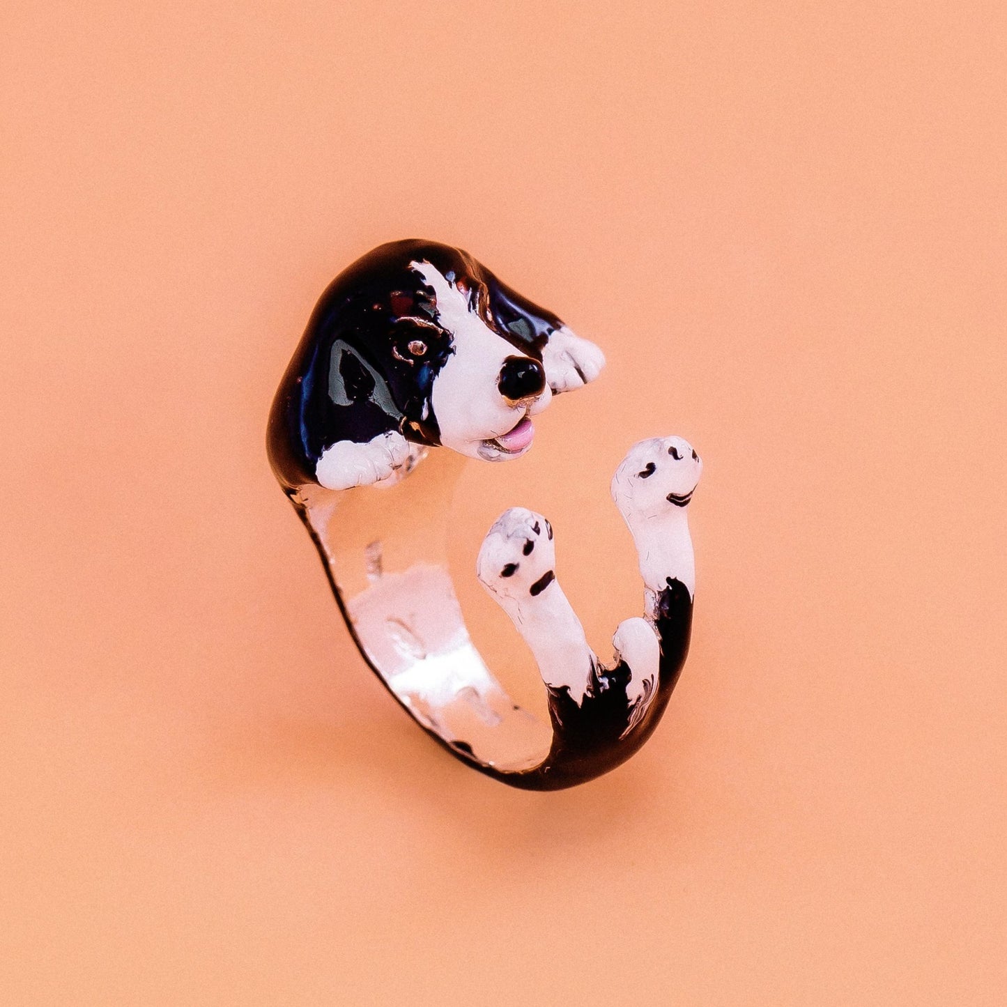 Coker  argento 925 dog ring- argento enamel jewelry dog lover - - amante dei cani - smaltato - My Silver pet ring dogcocker cavalier king