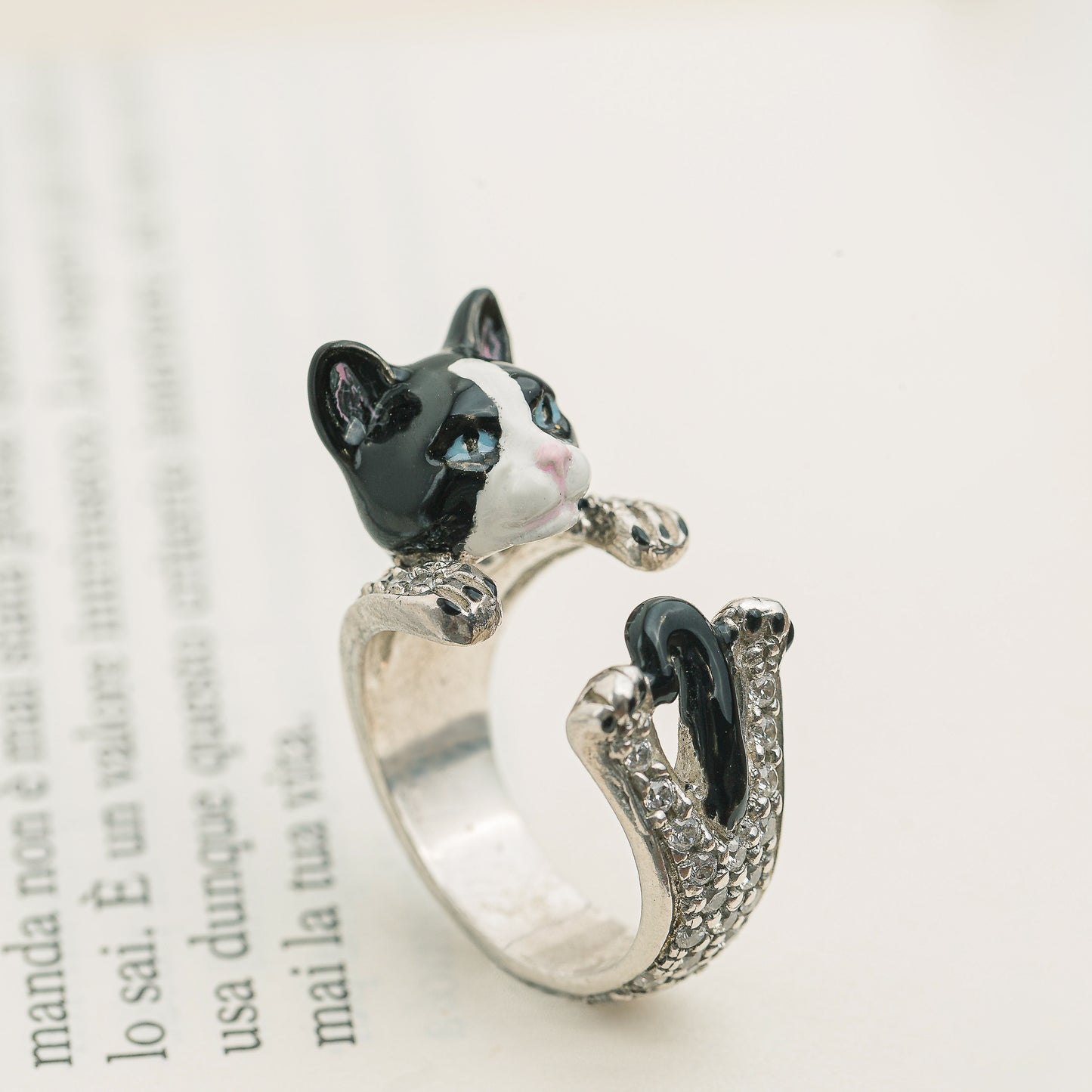 Gatto customizable cat ring in 925 silver - MADE IN ITALY - love my cat