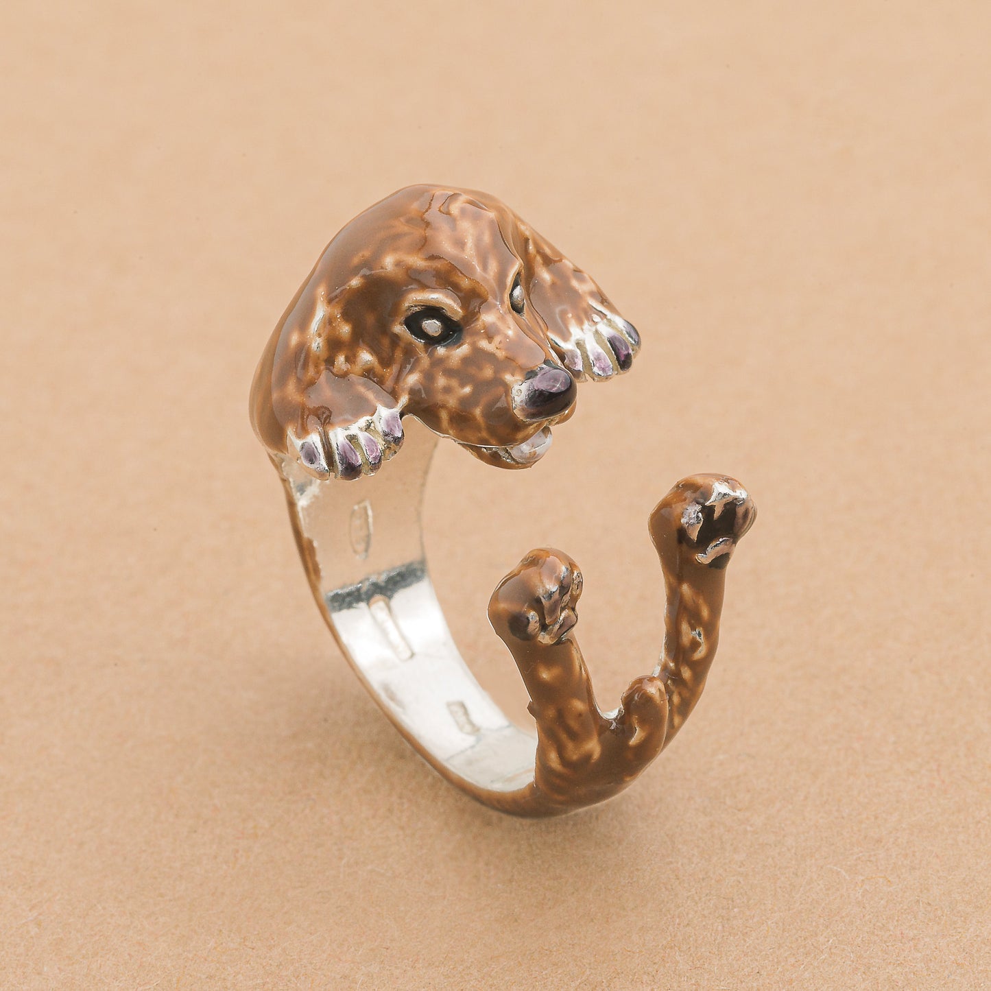 Coker  argento 925 dog ring- argento enamel jewelry dog lover - - amante dei cani - smaltato - My Silver pet ring dogcocker cavalier king