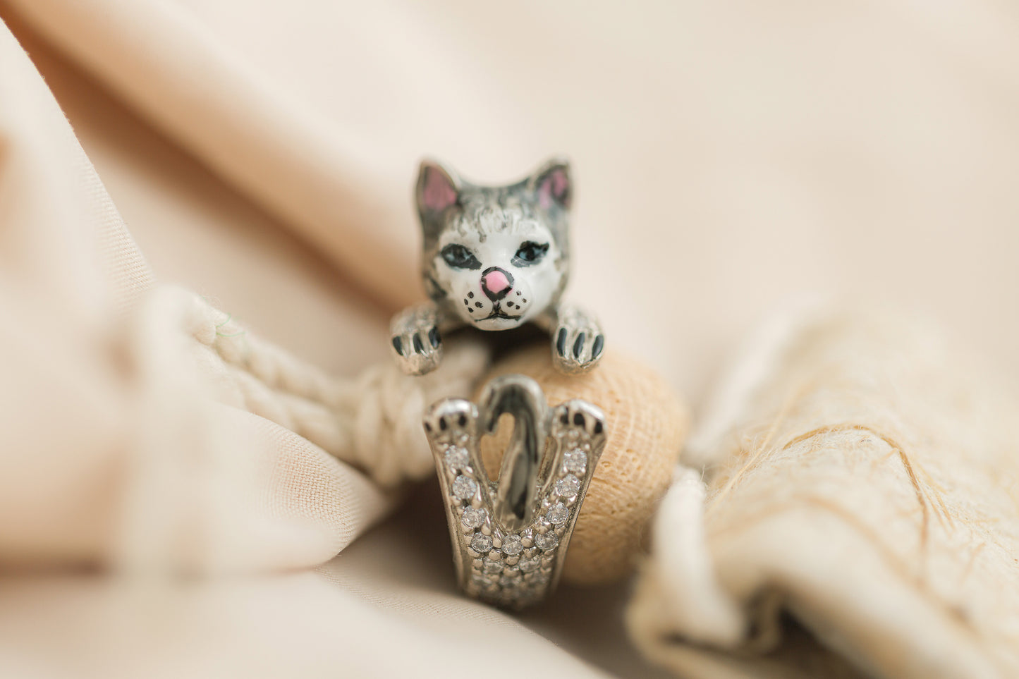 Gatto customizable cat ring in 925 silver - MADE IN ITALY - love my cat