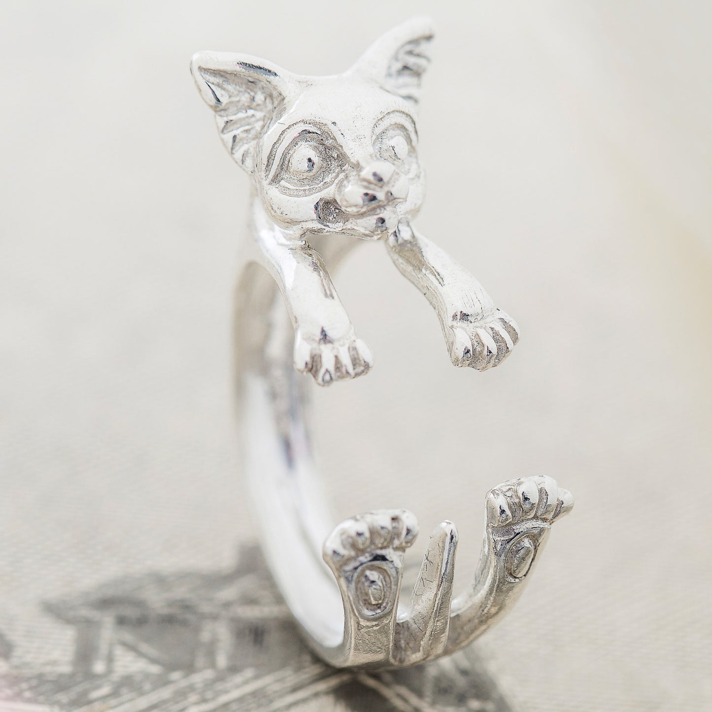 Chihuahua gift ring silver dog pug love anniversario personalizzato incisone per sempre