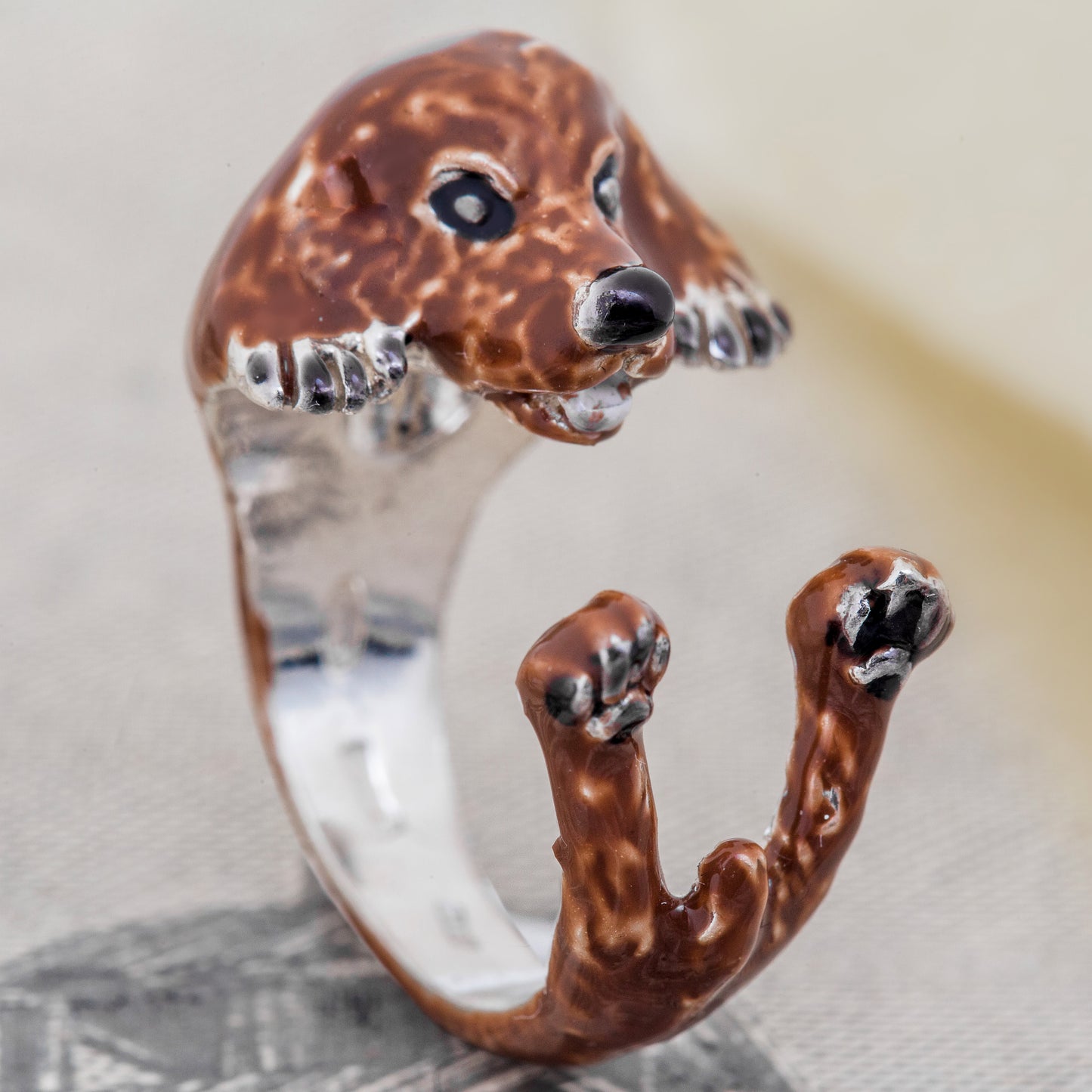 Coker  argento 925 dog ring- argento enamel jewelry dog lover - - amante dei cani - smaltato - My Silver pet ring dogcocker cavalier king