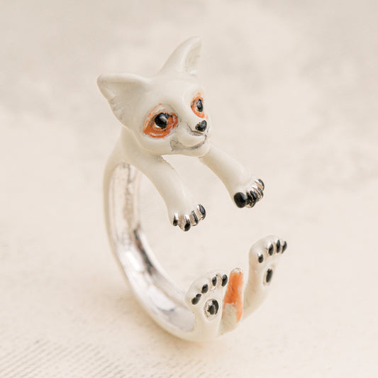 Chihuahua argento 925 dog ring- scolpito - - dog lover - - amante dei cani - smaltato - My Silver pet ring dog hug : CHihUahuA MExicano