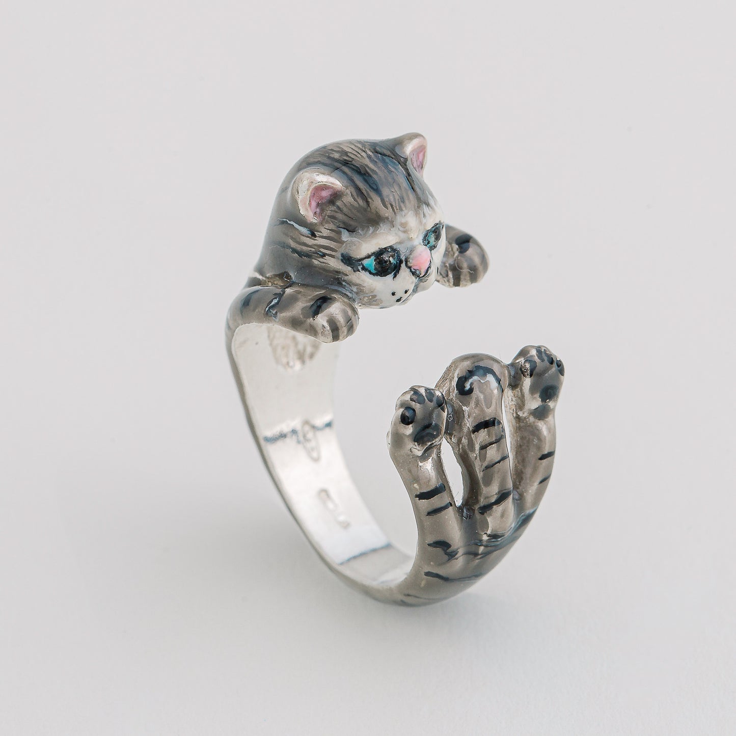 Gatto customizable Scottish fold cat ring in 925 silver - MADE IN ITALY - love my cat