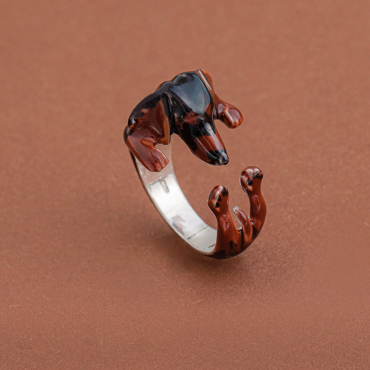 silver dachshund ring italy