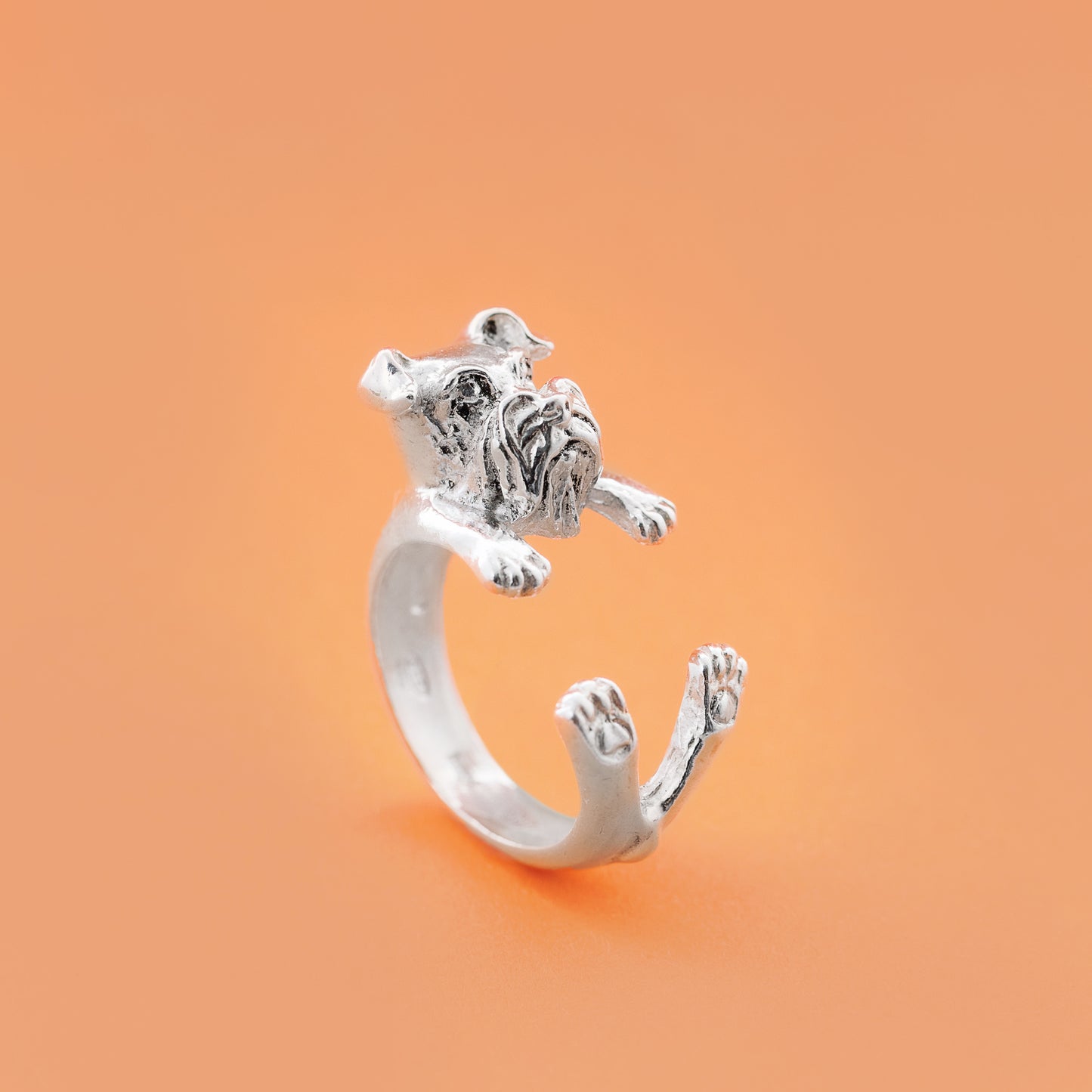 Schnauzer argento 925 dog ring- argento scolpito - - dog lover - - amante dei cani -  - My Silver pet ring dog hug : Schnauzer