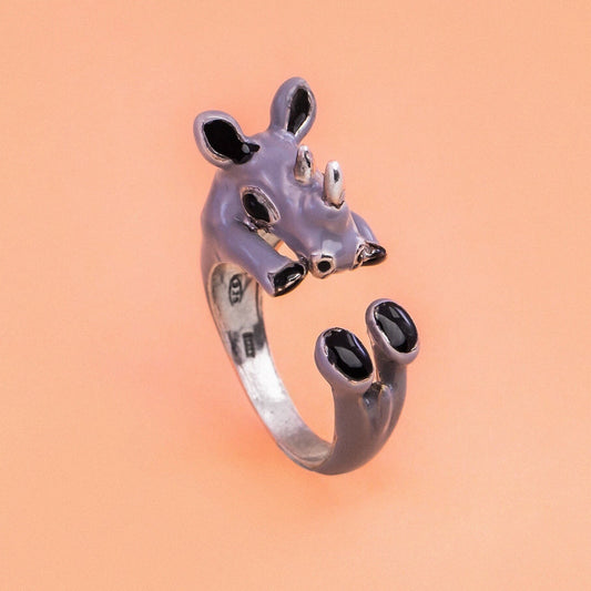 925 silver rhinoceros ring hug