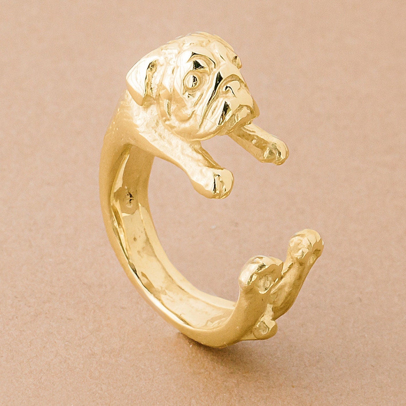 Carlino Ring pug for her handmade silver 925