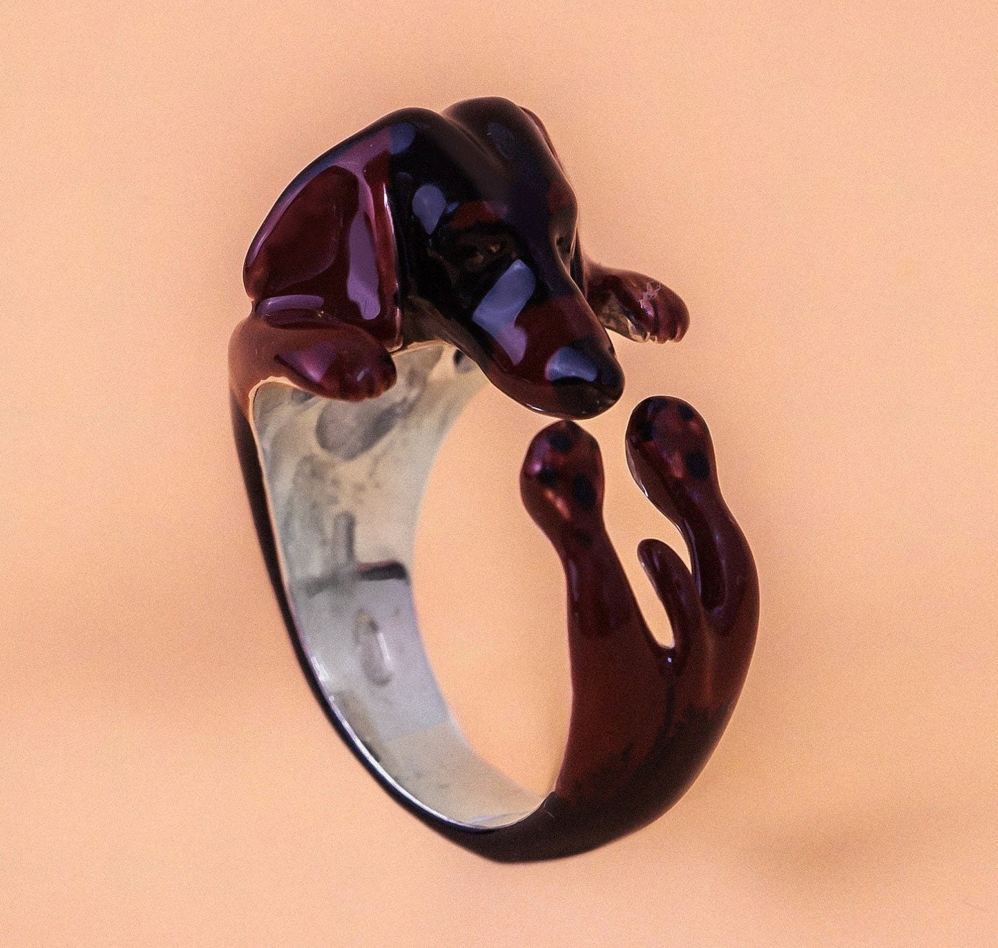 silver dachshund ring italy