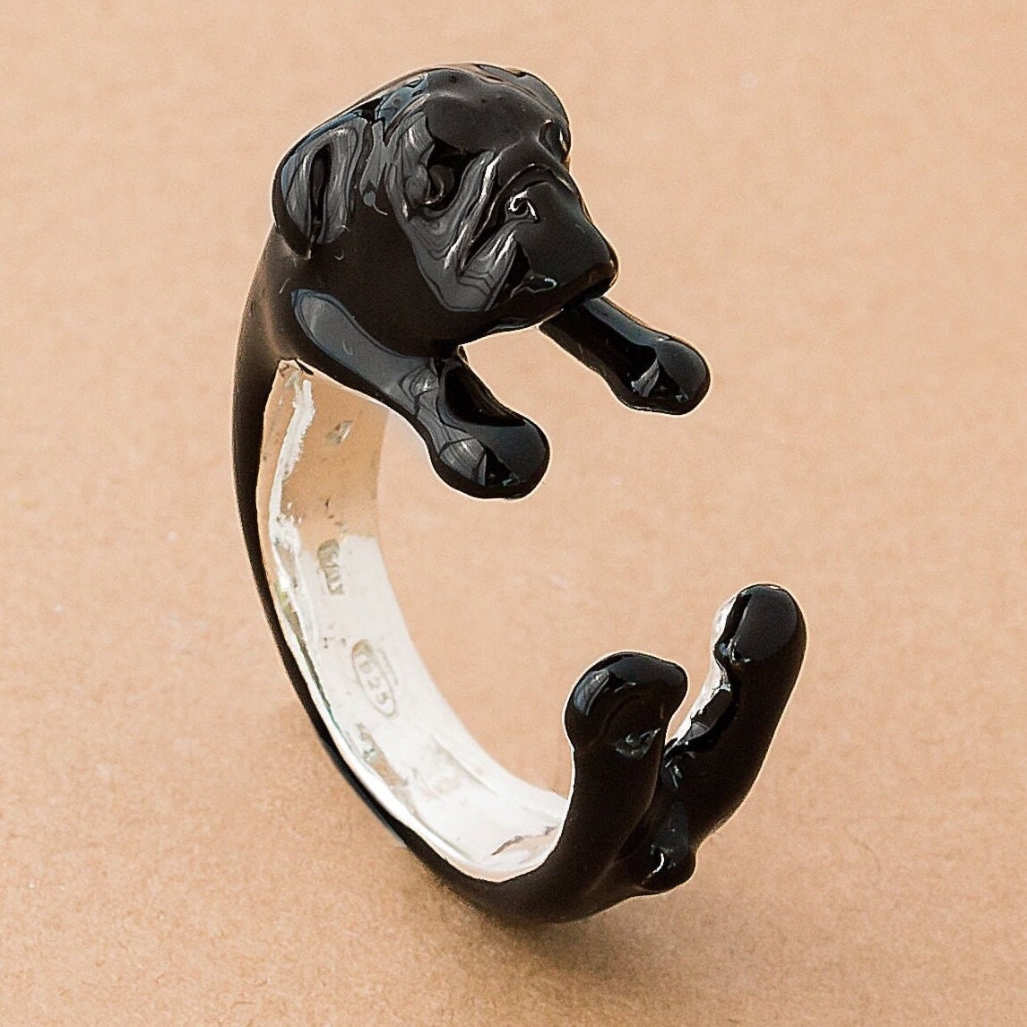 Carlino Ring PUG For her  silver 925 handmade Italy saint valentine