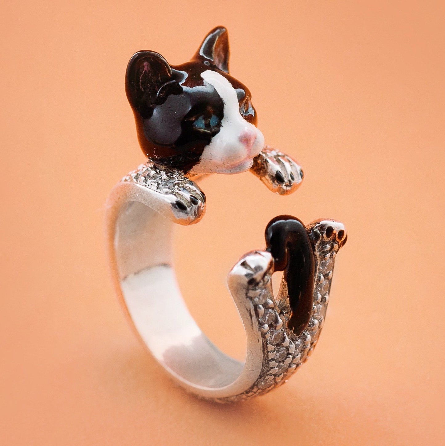 Gatto customizable cat ring in 925 silver - MADE IN ITALY - love my cat