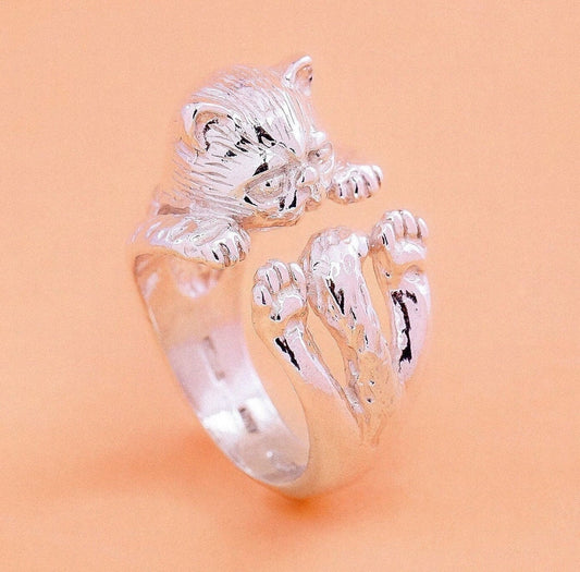 Gatto anello argento 925  for her silver 925 handmade