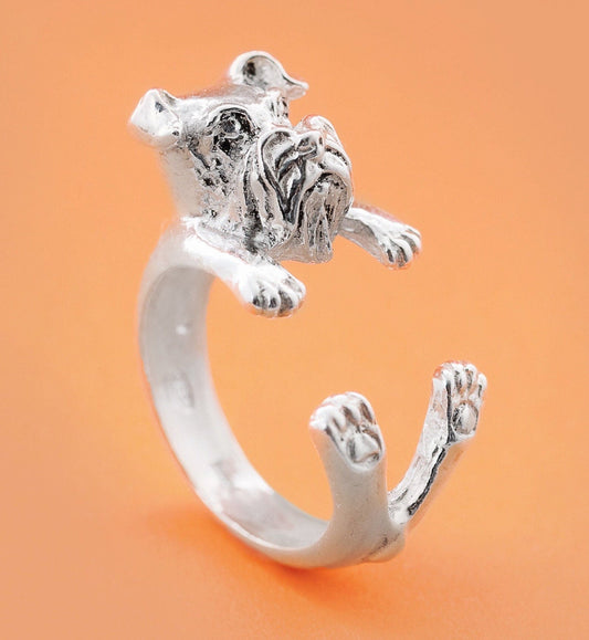 Schnauzer argento 925 dog ring- argento scolpito - - dog lover - - amante dei cani -  - My Silver pet ring dog hug : Schnauzer