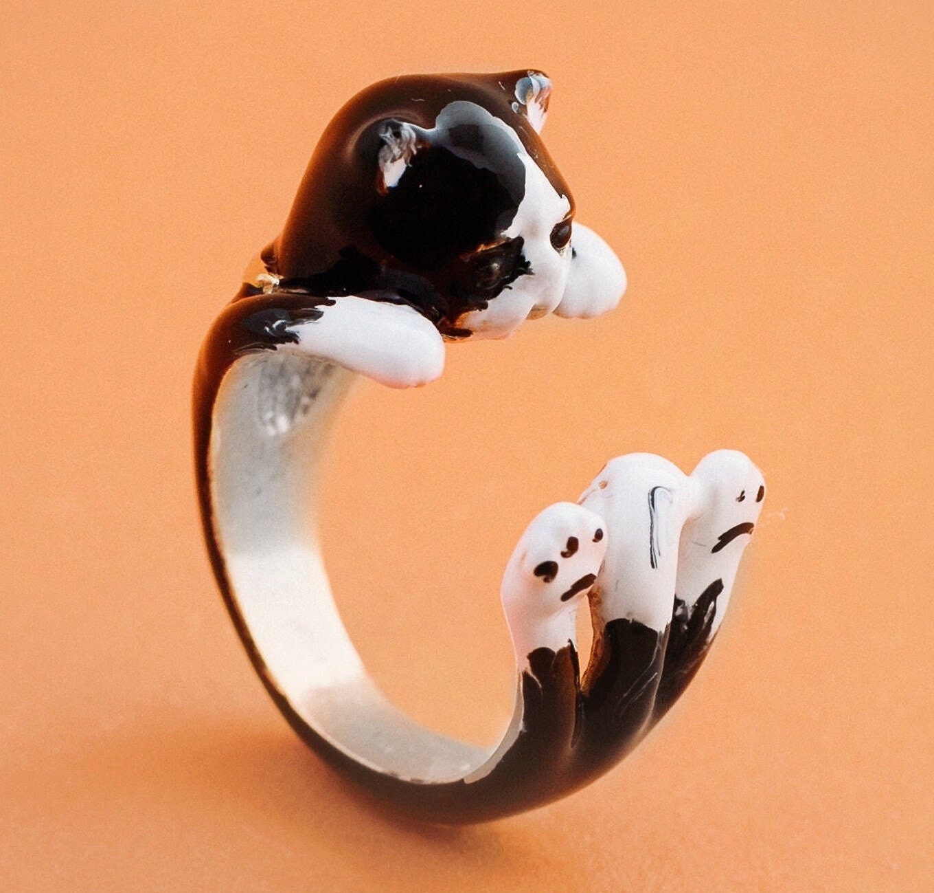 Gatto customizable Scottish fold cat ring in 925 silver - MADE IN ITALY - love my cat