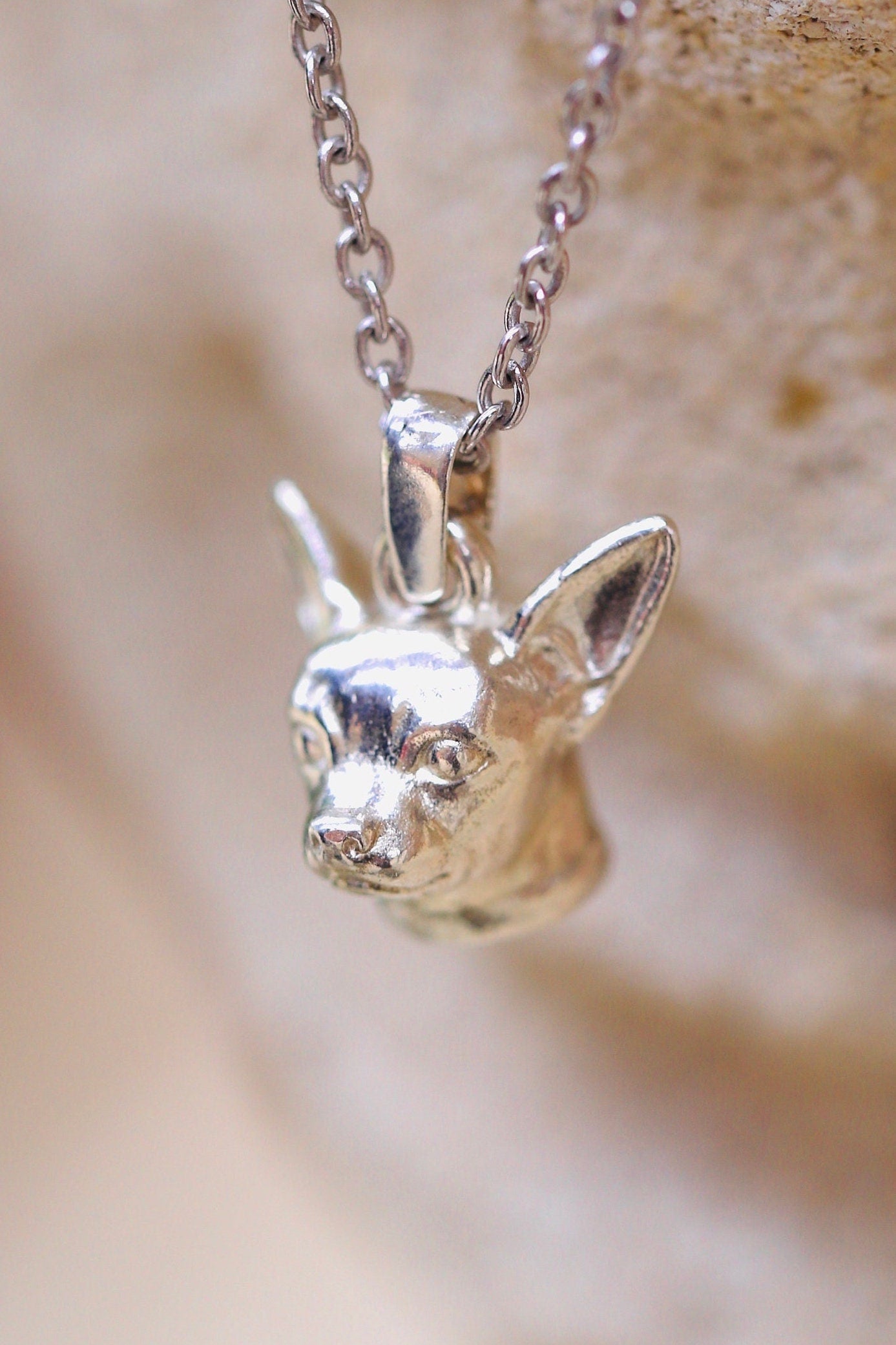 Charms necklace chihuahua  silver 925 for her gift